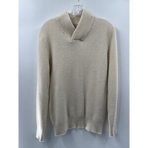 Schott Brothers Men’s Long Sleeve Wool Blend Shawl Collar Sweater Cream Small